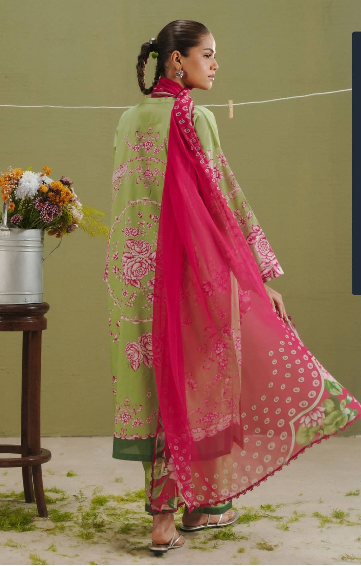 Restocked/Zara Shahjahan 26 Drop 1/Riya 2B/Matcha/Chiffon Dupatta