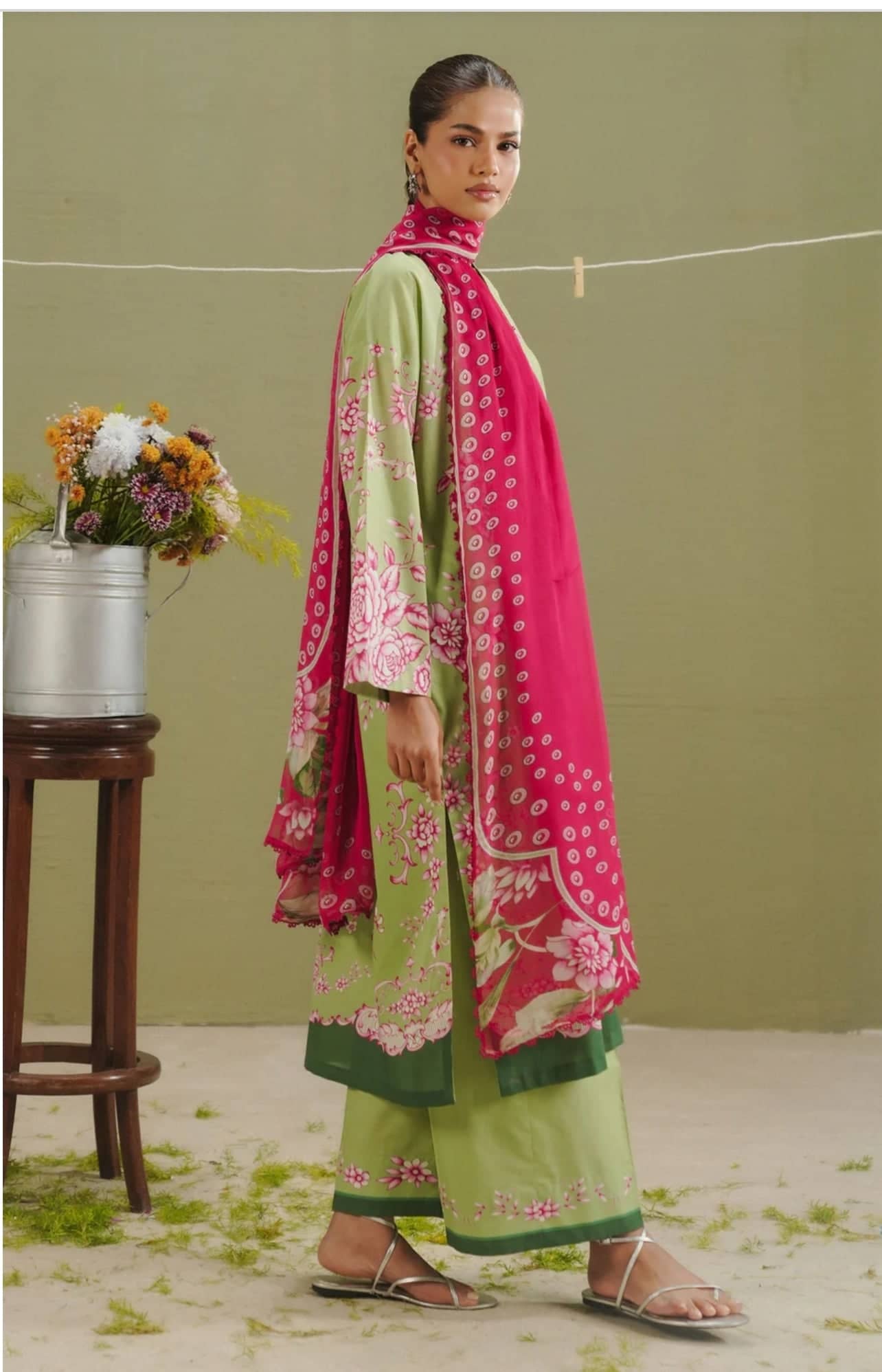 Restocked/Zara Shahjahan 26 Drop 1/Riya 2B/Matcha/Chiffon Dupatta