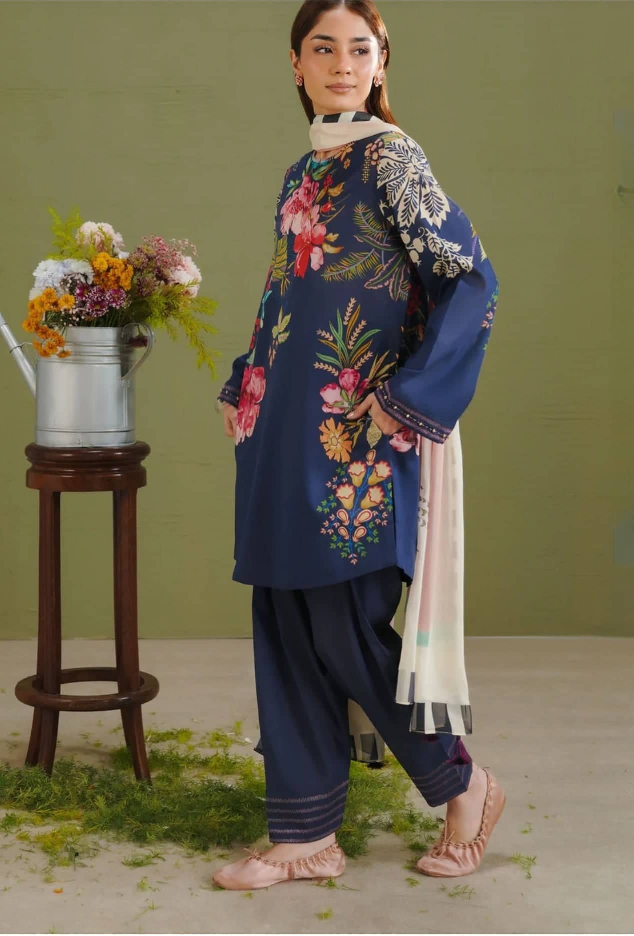 Restocked/Zara Shahjahan 26 Drop 1/Vera 3B/Midnight Blue/Silk Dupatta