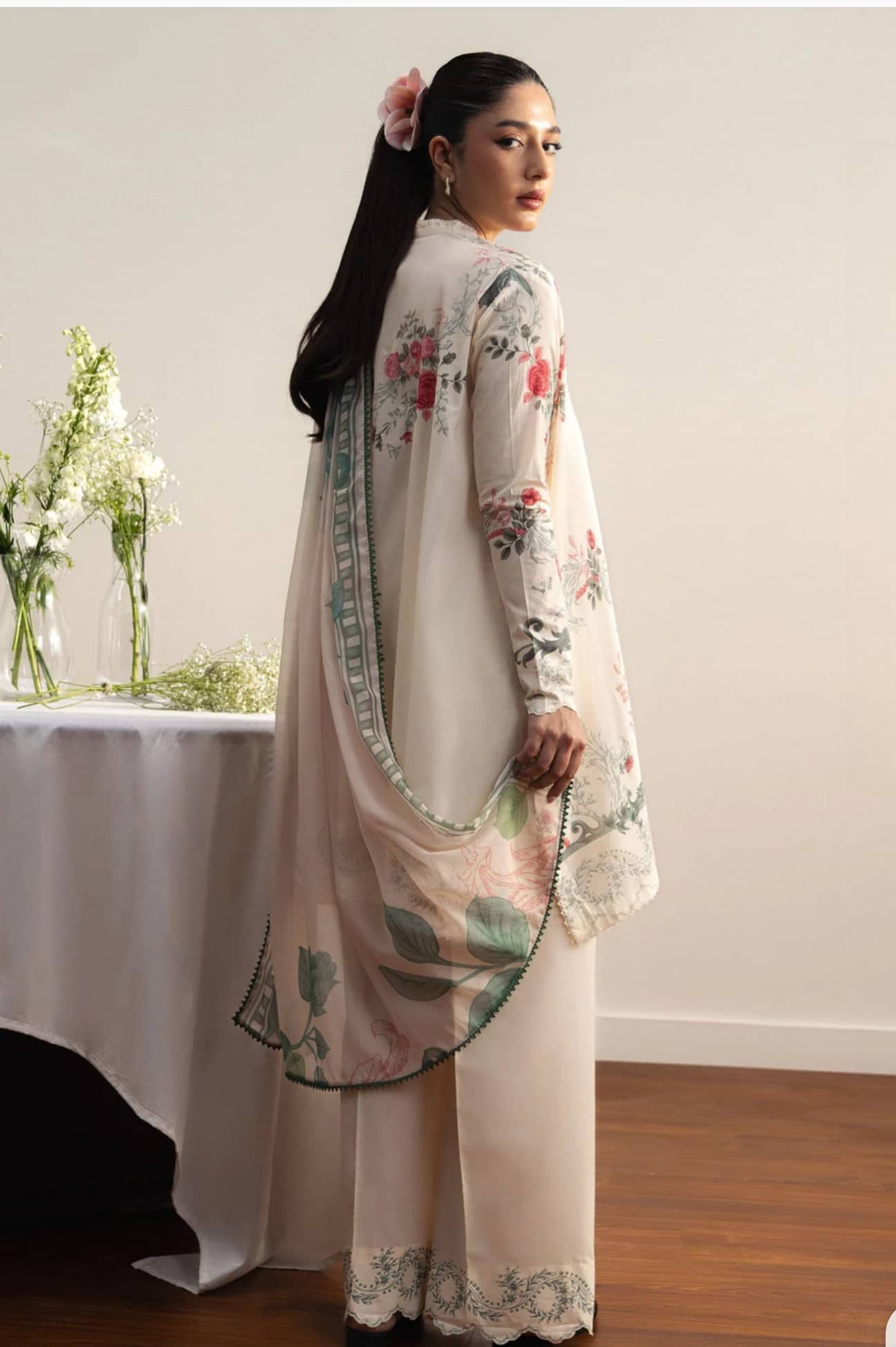 Restocked/Zara Shahjahan Coco Prints 26 Drop 2/Rei/9B/Silk Dupatta