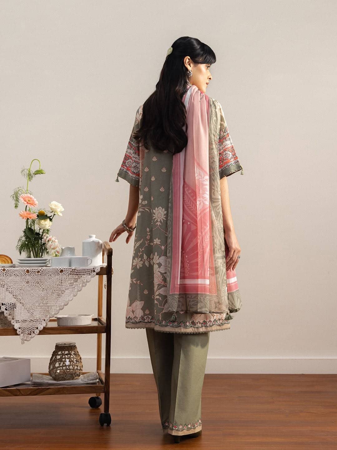 Zara Shahjahan Coco Prints 26 Drop 2/Zen/10A/Silk Dupatta
