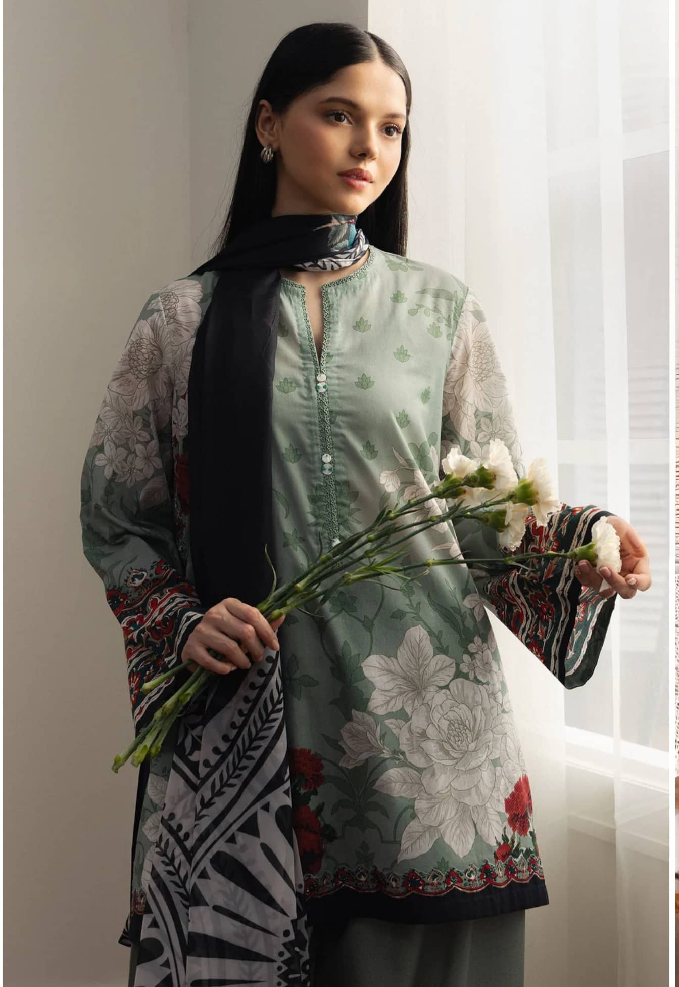 Restocked/Zara Shahjahan Coco Prints 26 Drop 2/Zen-10B/Silk Dupatta