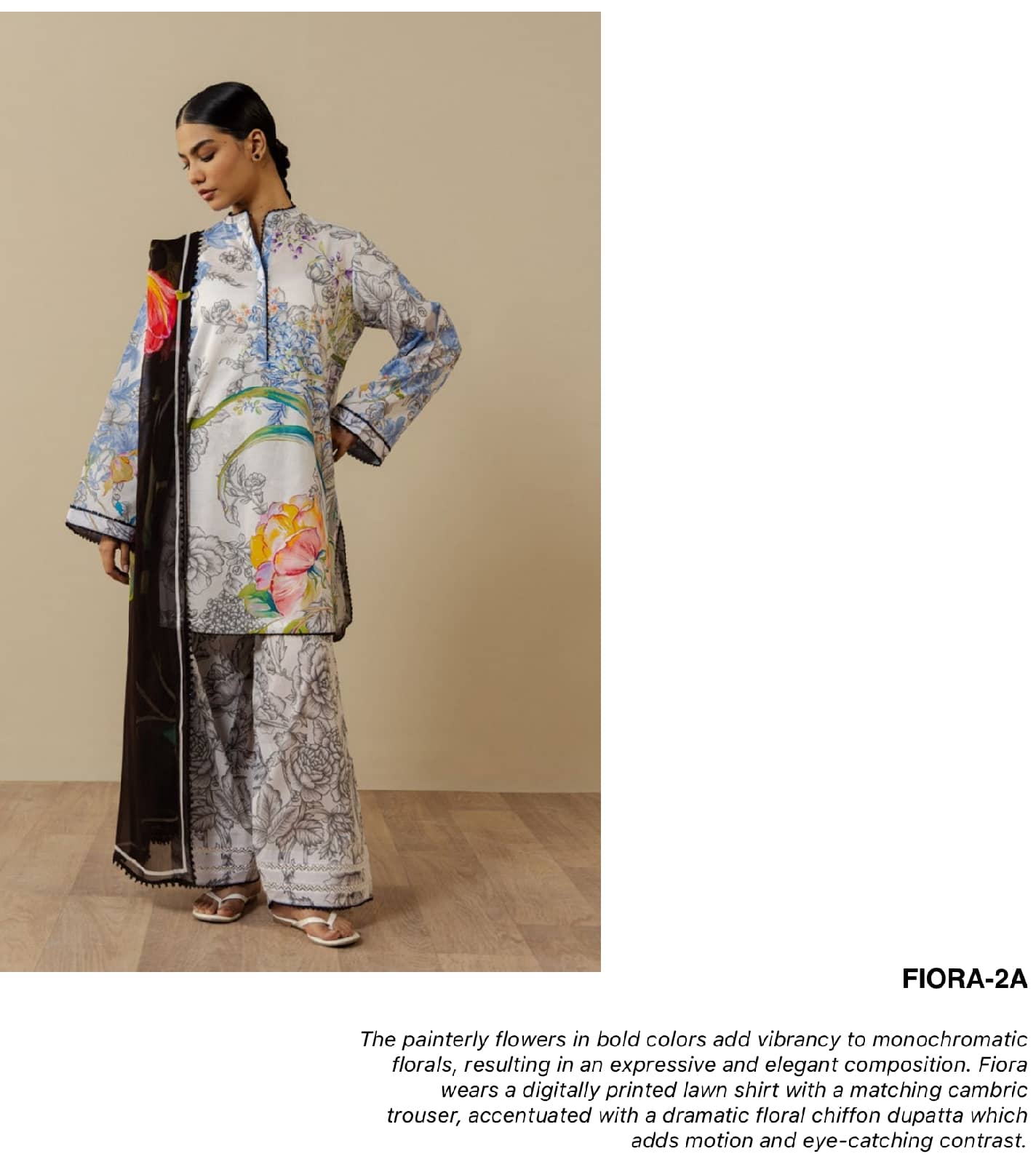 Zara Shahjahan Coco Prints Drop 3/Fiora 2A/Chiffon Dupatta