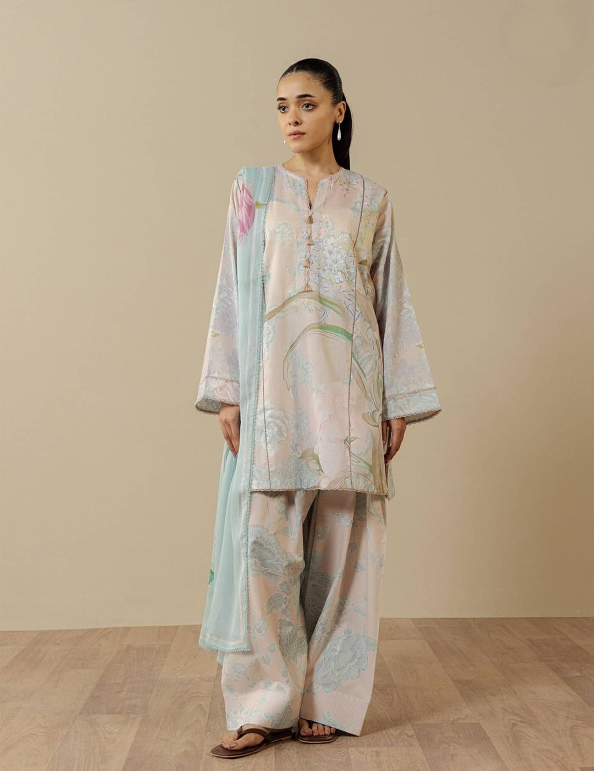 Zara Shahjahan Coco Prints Drop 3/Fiora 2B/Chiffon Dupatta