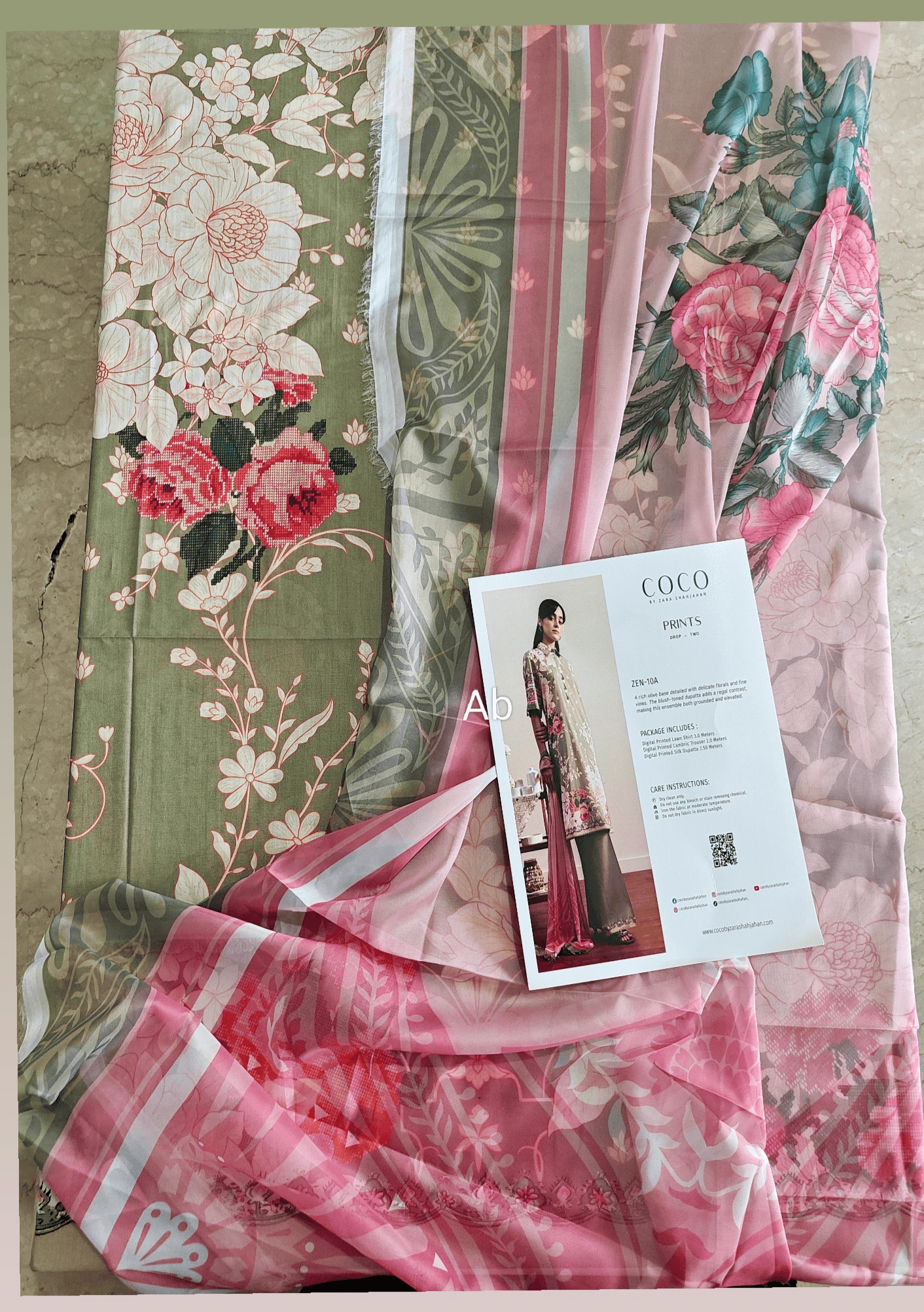 Sale‼️Open Pic/Zara Shahjahan Coco Prints 26 Drop 2/Zen/10A/Silk Dupatta