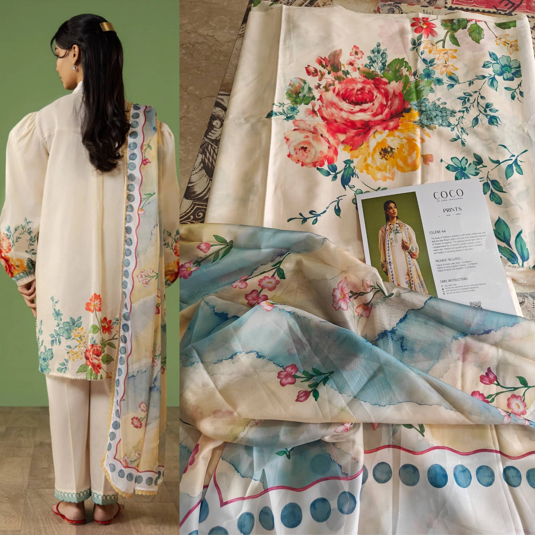 Open Pic/Zara Shahjahan Coco Prints 26/Drop 3/Celene 4A/Silk Dupatta
