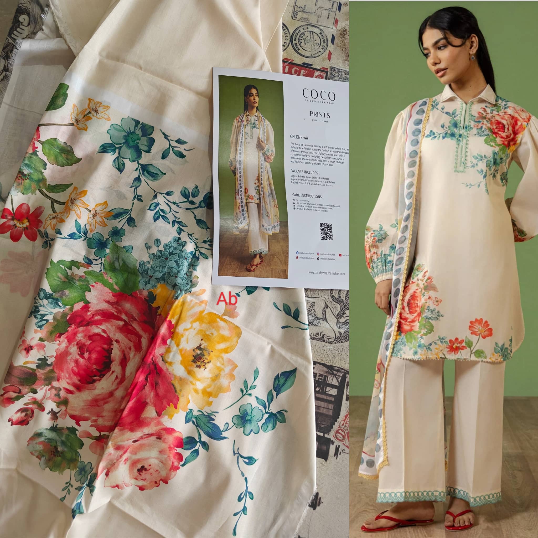 Open Pic/Zara Shahjahan Coco Prints 26/Drop 3/Celene 4A/Silk Dupatta