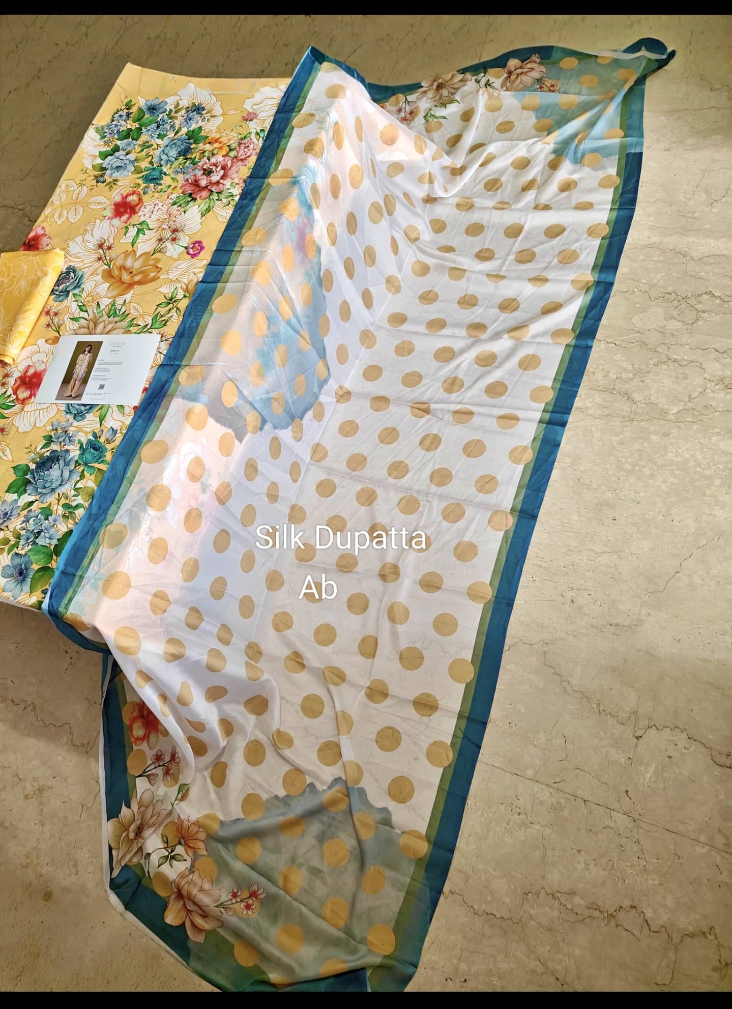 Sale‼️Open Pic/Zara Shahjahan Coco Prints/Elix 9A/Yellow/Silk Dupatta