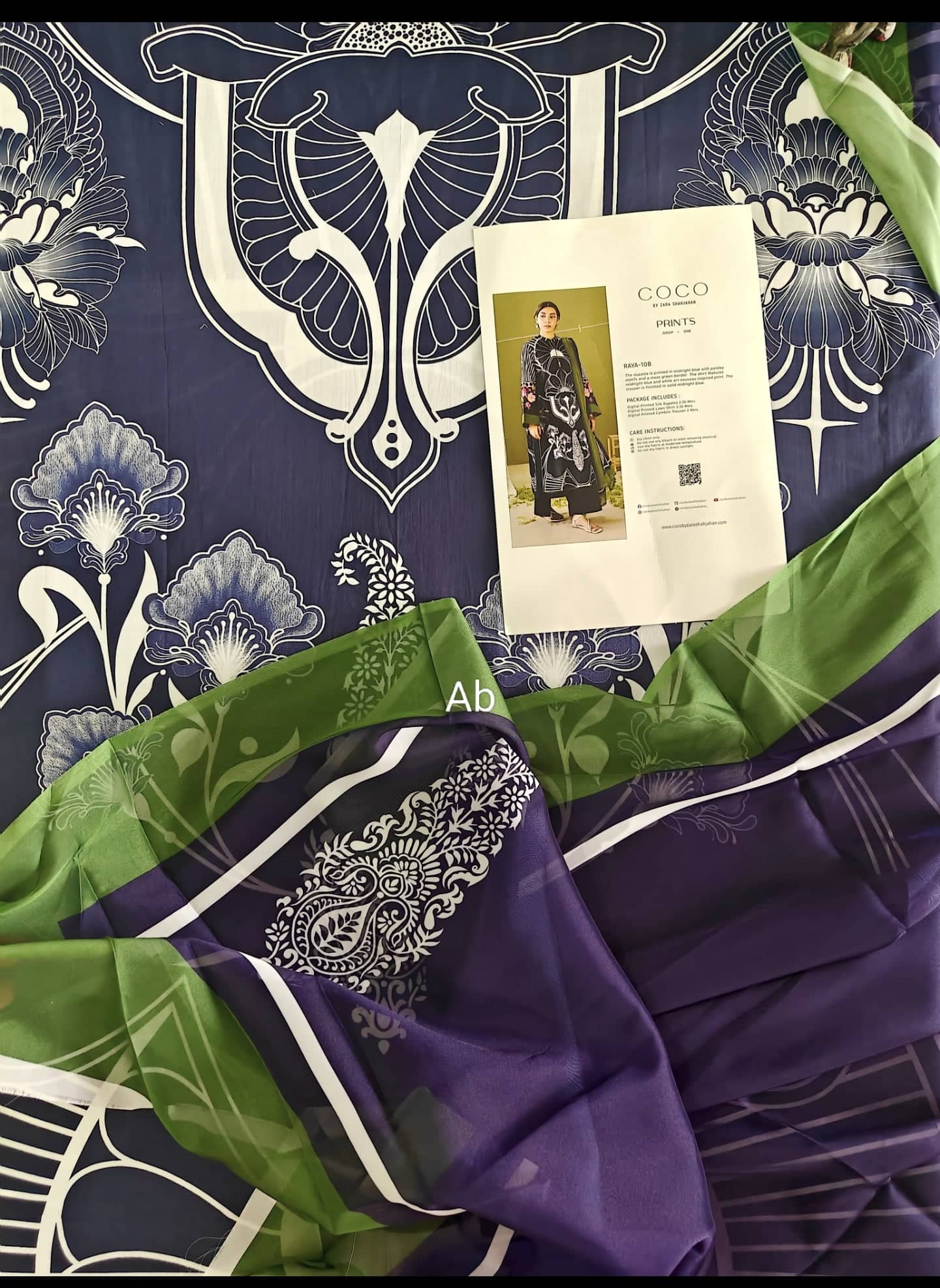 Sale‼️Open Pic/Zara Shahjahan 26 Drop 1/Raya 10B/Midnight Blue/Silk Dupatta