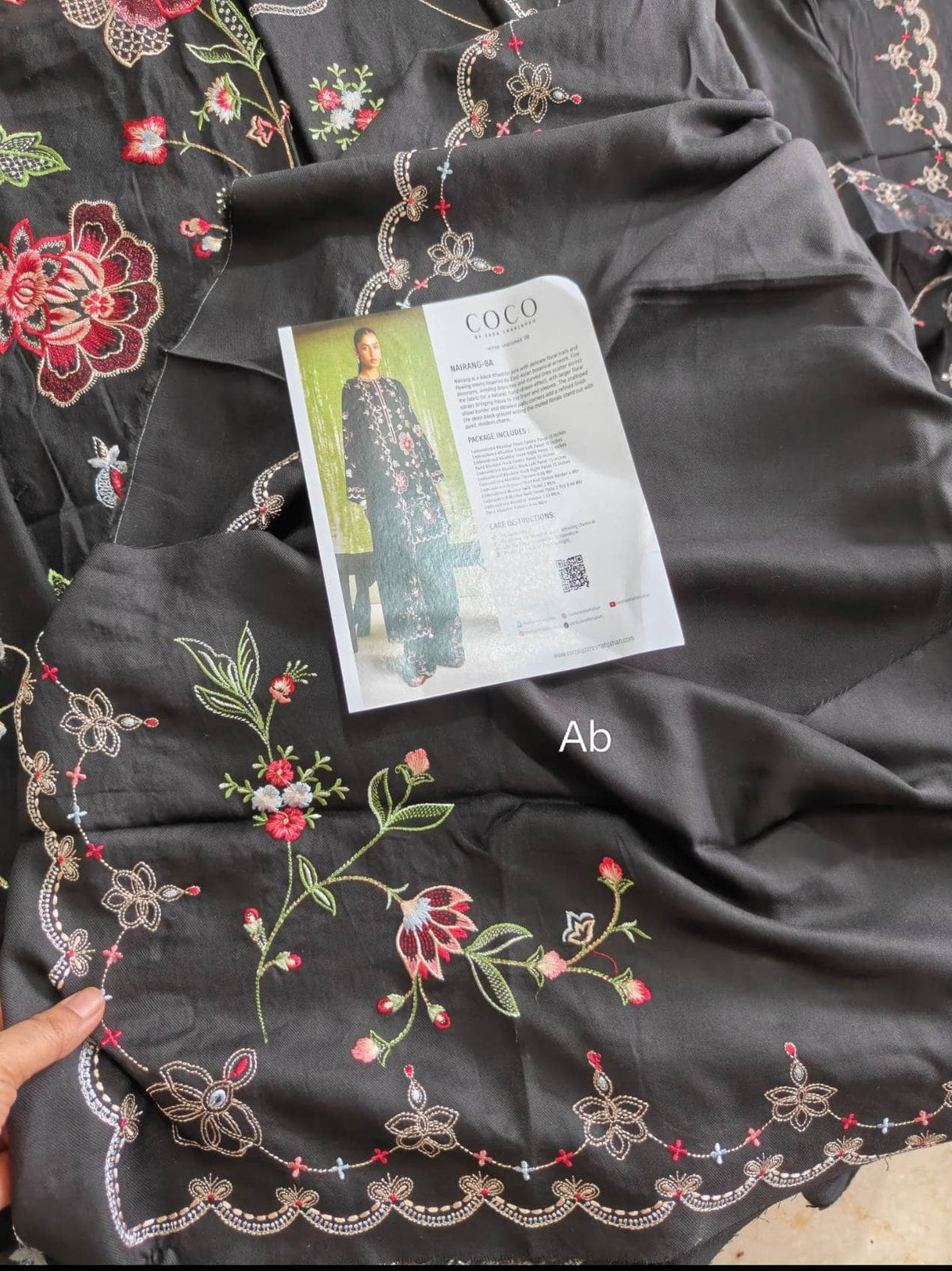 Open Pic/Hot🔥Seller/Zara Shahjahan Coco Winter 26/Embroideried/Nairang 8A/Black/Botanical Details