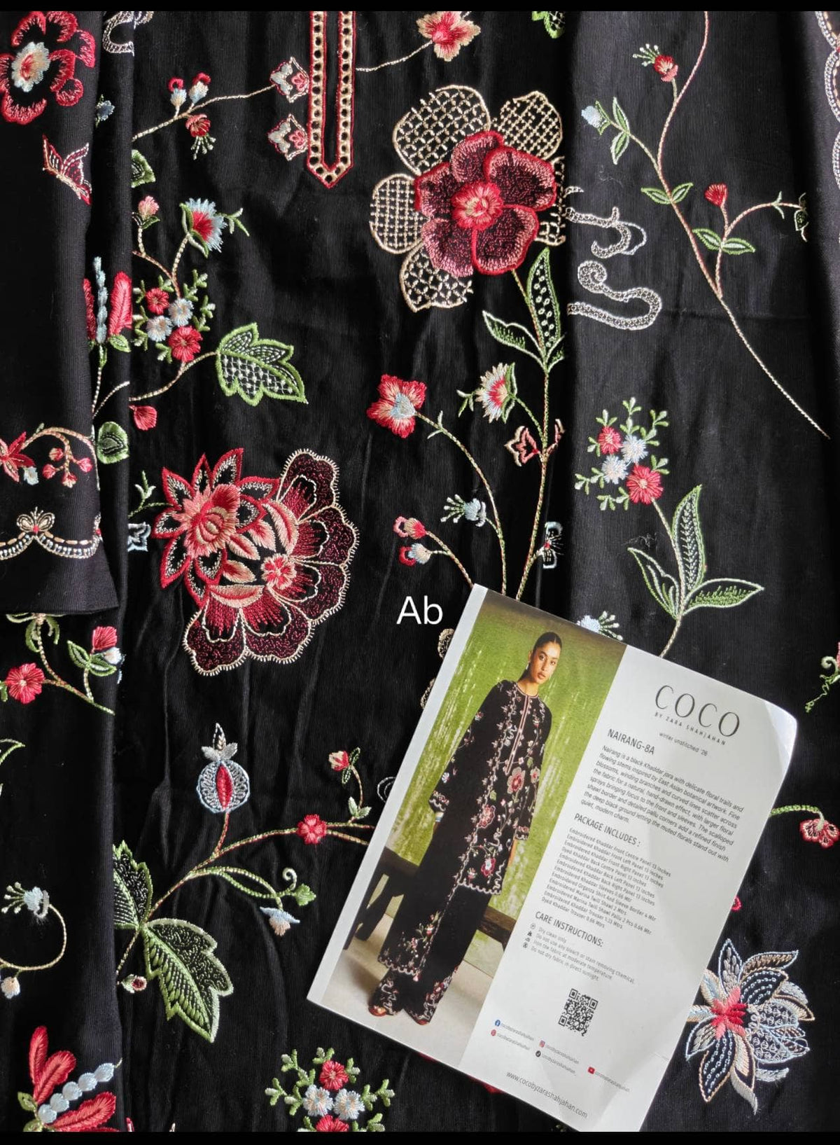 Open Pic/Hot🔥Seller/Zara Shahjahan Coco Winter 26/Embroideried/Nairang 8A/Black/Botanical Details