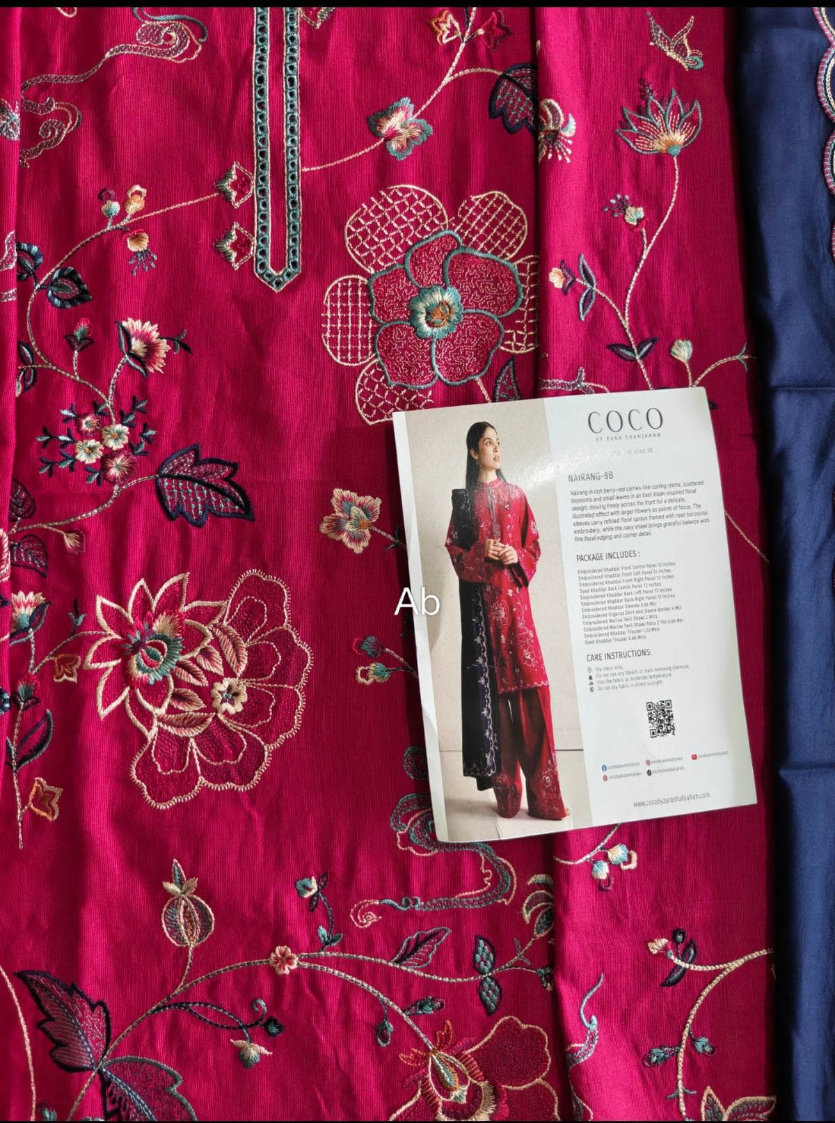 Open Pic/Hot🔥Seller/Zara Shahjahan Coco Winter 26/Embroideried/Nairang 8B/Rich Berry Red 2