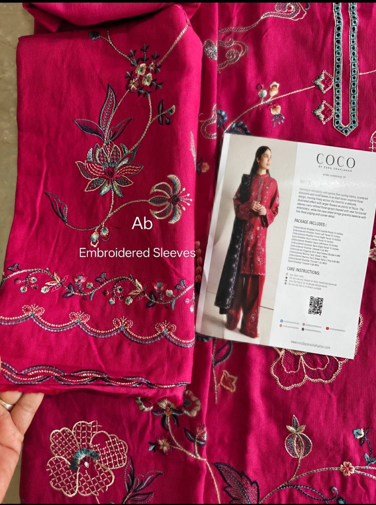 Open Pic/Hot🔥Seller/Zara Shahjahan Coco Winter 26/Embroideried/Nairang 8B/Rich Berry Red 2