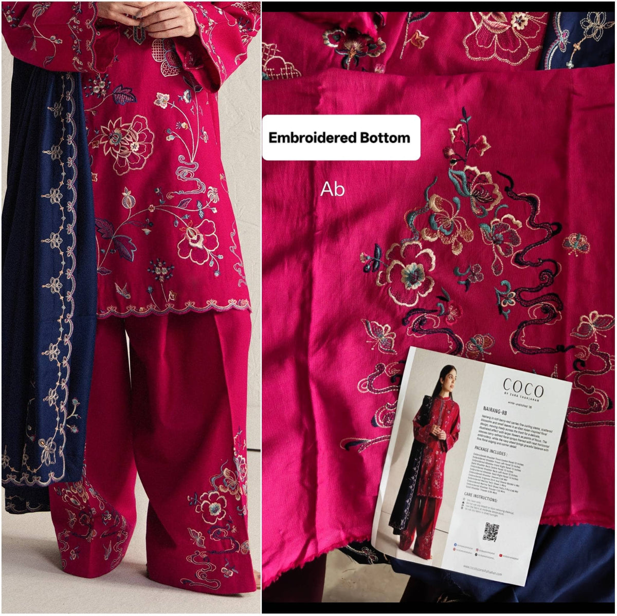 Open Pic/Hot🔥Seller/Zara Shahjahan Coco Winter 26/Embroideried/Nairang 8B/Rich Berry Red 2