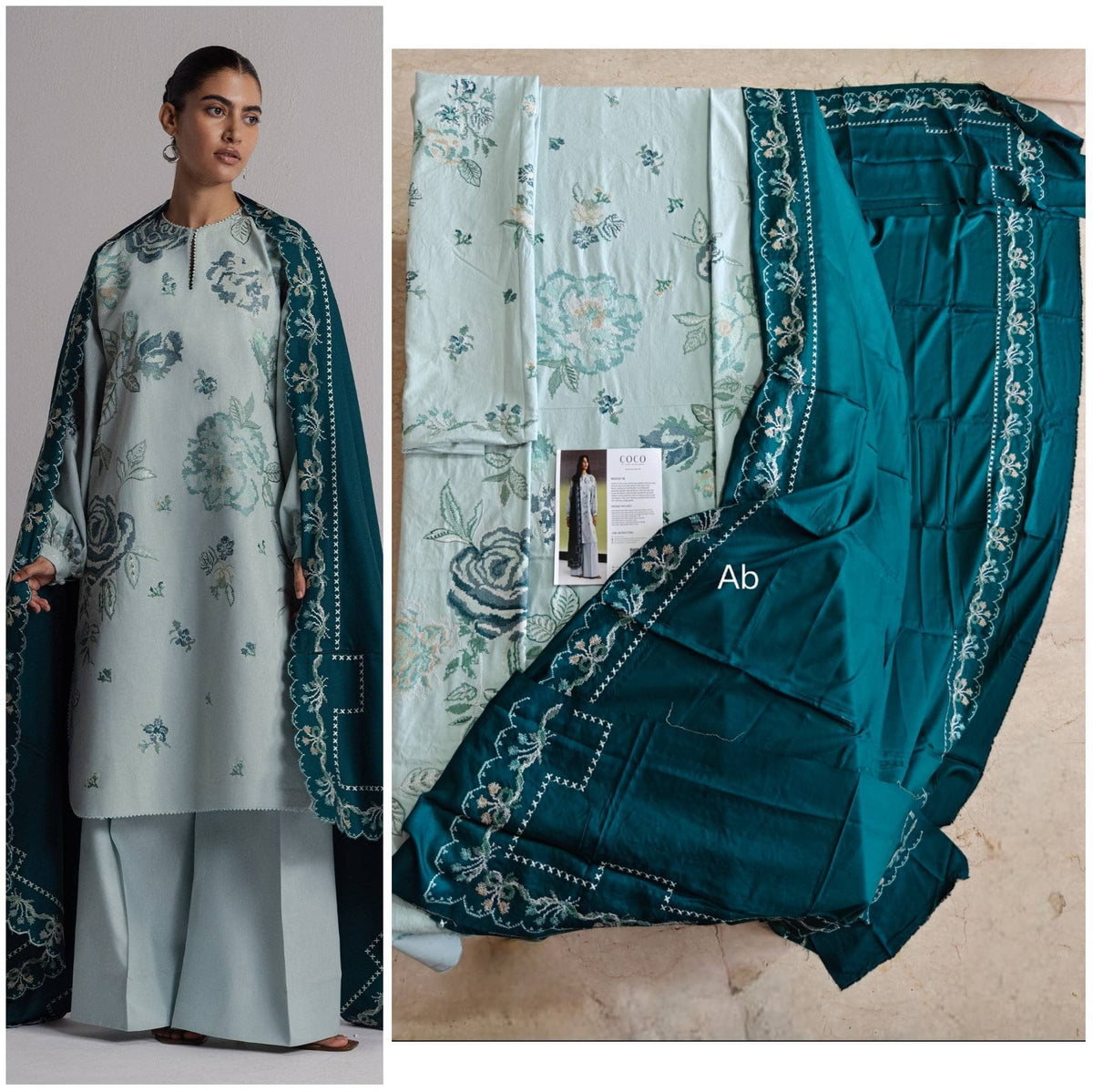 Open Pic/Zara Shahjahan Coco Winter 26/Embroideried/Raksha 3B/Soft Powder Blue/Delicate Blooms