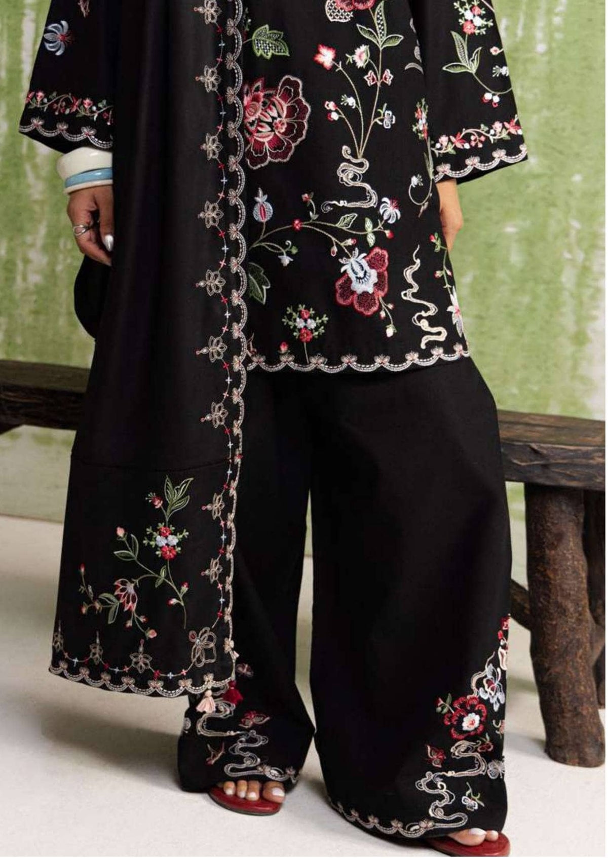 Zara Shahjahan Coco Winter 26/Embroideried/Nairang 8A/Black/Botanical Details