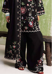Zara Shahjahan Coco Winter 26/Embroideried/Nairang 8A/Black/Botanical Details