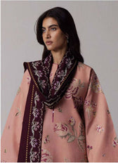 Zara Shahjahan Coco Winter 26/Embroideried/Raksha 3A/Dusty Pink/Bold Cross Stitch Florals