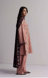 Zara Shahjahan Coco Winter 26/Embroideried/Raksha 3A/Dusty Pink/Bold Cross Stitch Florals
