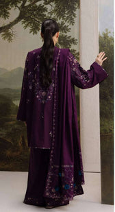 Zara Shahjahan Coco Winter 26/Embroideried/Shab 5B/Rich Plum/Paisleys Flowers &Medallions