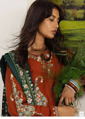 Zara Shahjahan Coco Winter 26/Embroideried/Shireen 6B/Warm Rust Brown/Kashmiri Dori
