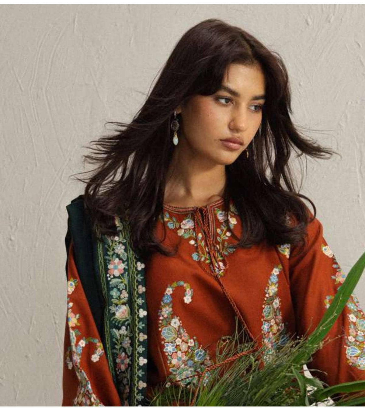 Zara Shahjahan Coco Winter 26/Embroideried/Shireen 6B/Warm Rust Brown/Kashmiri Dori