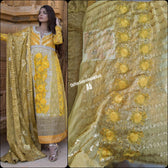Sale‼️Haldi Look✅Open Pic/Zunuj Luxury Chiffon/Umber/Copper Gold and Yellow