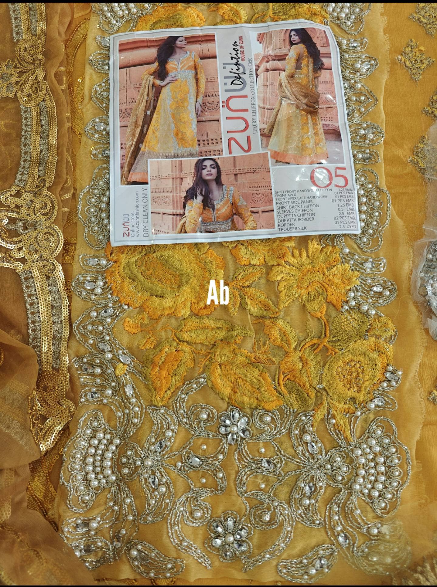 Sale‼️Haldi Look✅Open Pic/Zunuj Luxury Chiffon/Umber/Copper Gold and Yellow