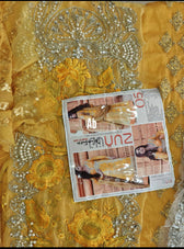 Sale‼️Haldi Look✅Open Pic/Zunuj Luxury Chiffon/Umber/Copper Gold and Yellow