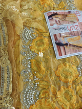 Sale‼️Haldi Look✅Open Pic/Zunuj Luxury Chiffon/Umber/Copper Gold and Yellow