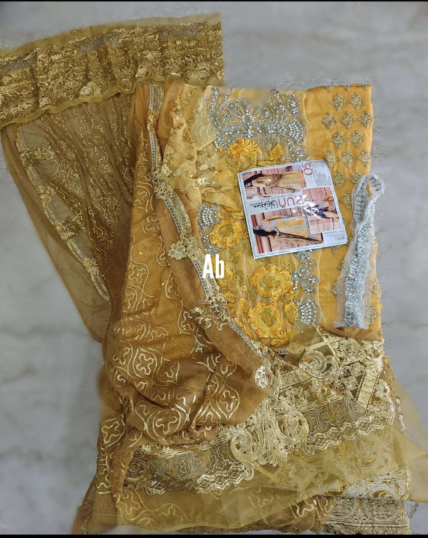 Sale‼️Haldi Look✅Open Pic/Zunuj Luxury Chiffon/Umber/Copper Gold and Yellow