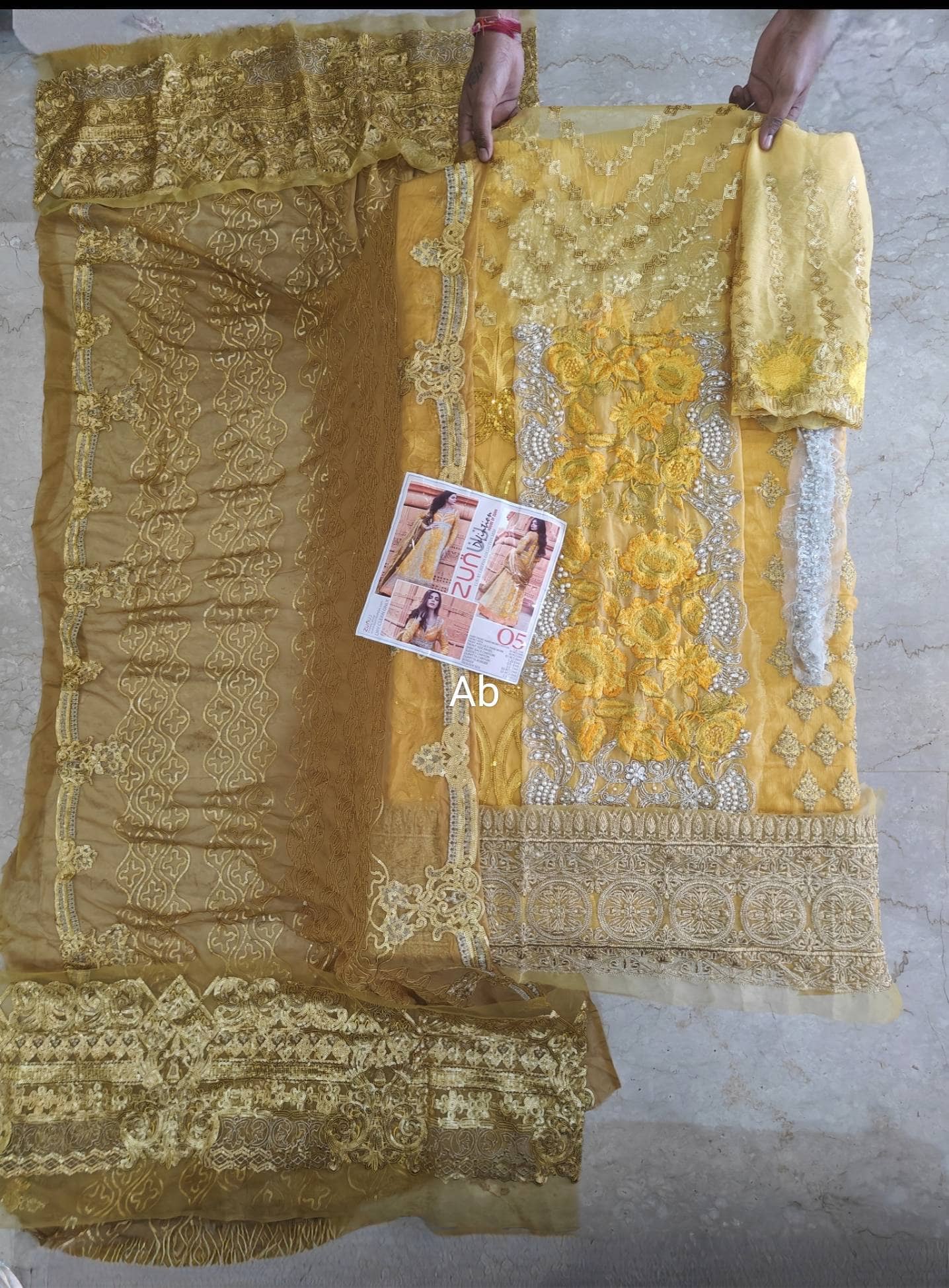 Sale‼️Haldi Look✅Open Pic/Zunuj Luxury Chiffon/Umber/Copper Gold and Yellow