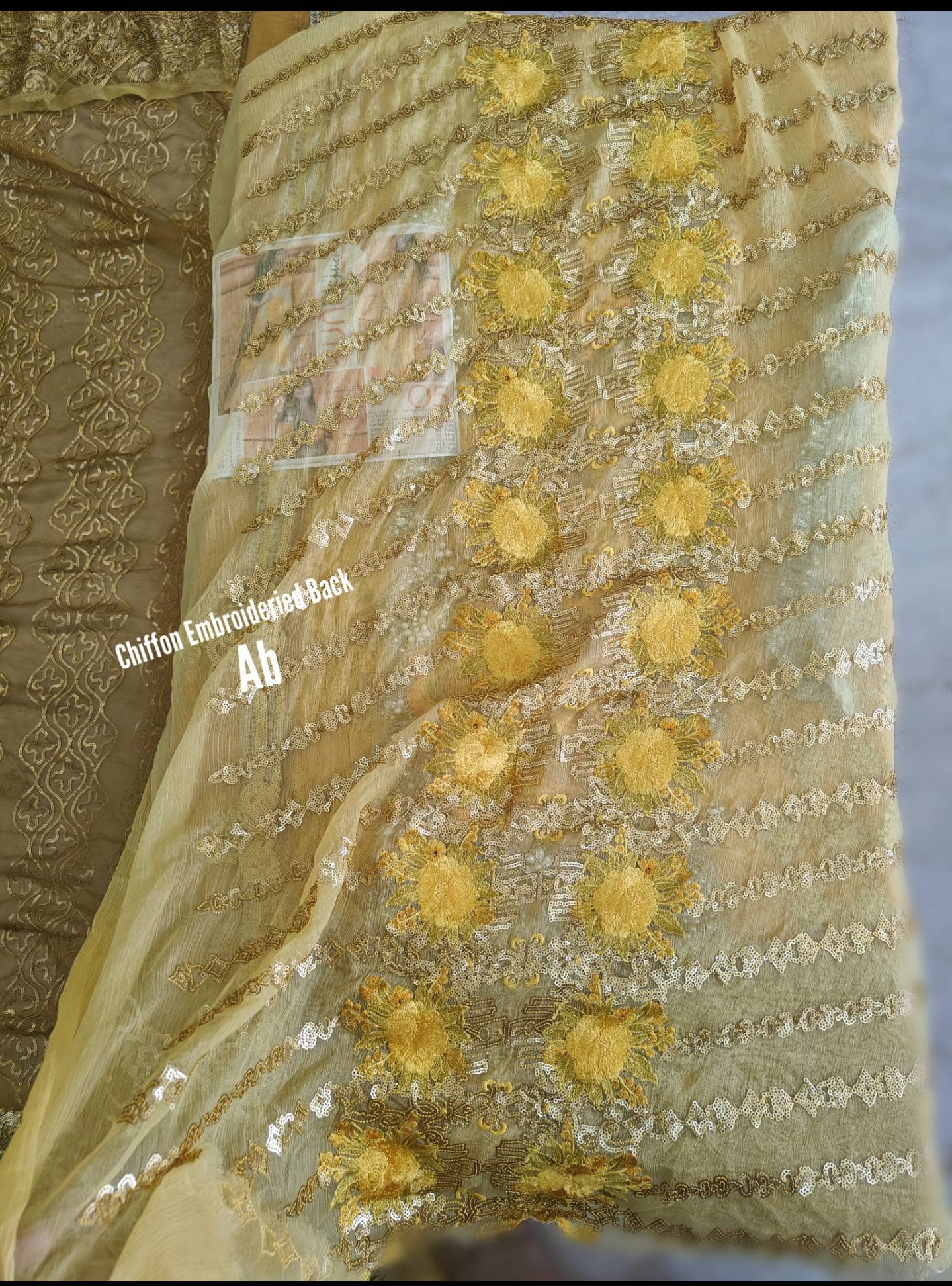 Sale‼️Haldi Look✅Open Pic/Zunuj Luxury Chiffon/Umber/Copper Gold and Yellow
