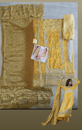 Sale‼️Haldi Look✅Open Pic/Zunuj Luxury Chiffon/Umber/Copper Gold and Yellow