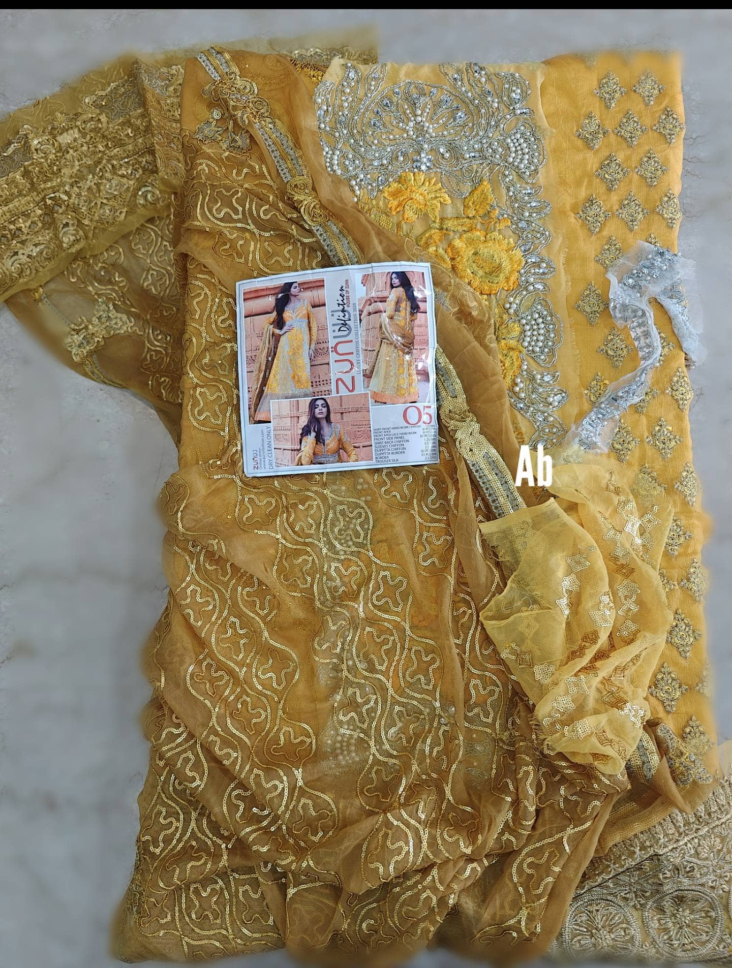 Sale‼️Haldi Look✅Open Pic/Zunuj Luxury Chiffon/Umber/Copper Gold and Yellow
