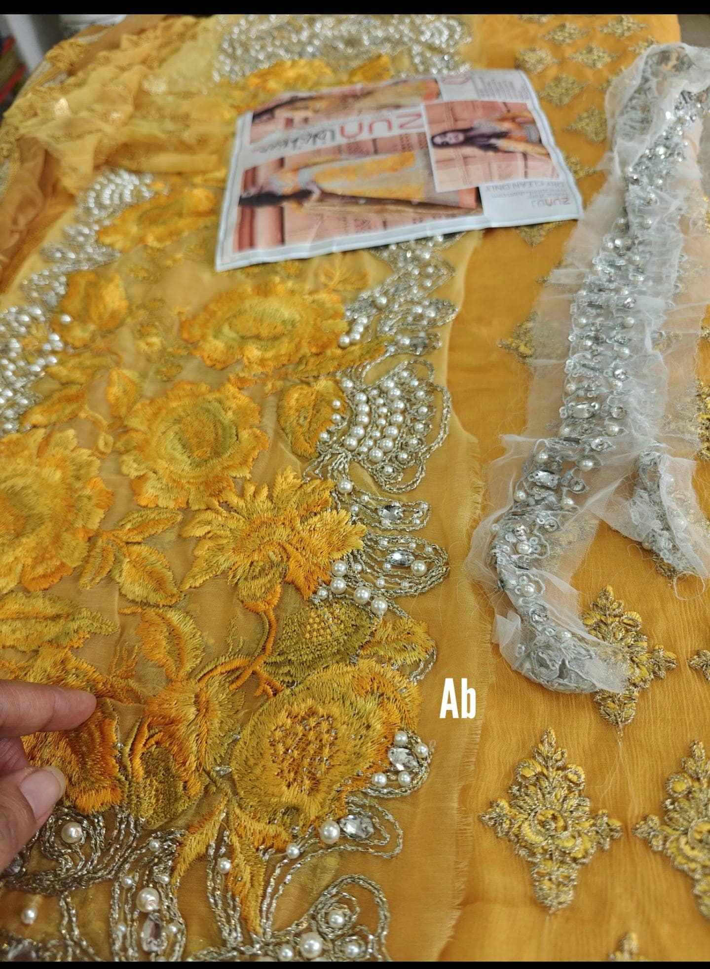 Sale‼️Haldi Look✅Open Pic/Zunuj Luxury Chiffon/Umber/Copper Gold and Yellow