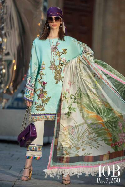Sana Safinaz Luxury Lawn Collection 2019 – 10B - Menta Blu
