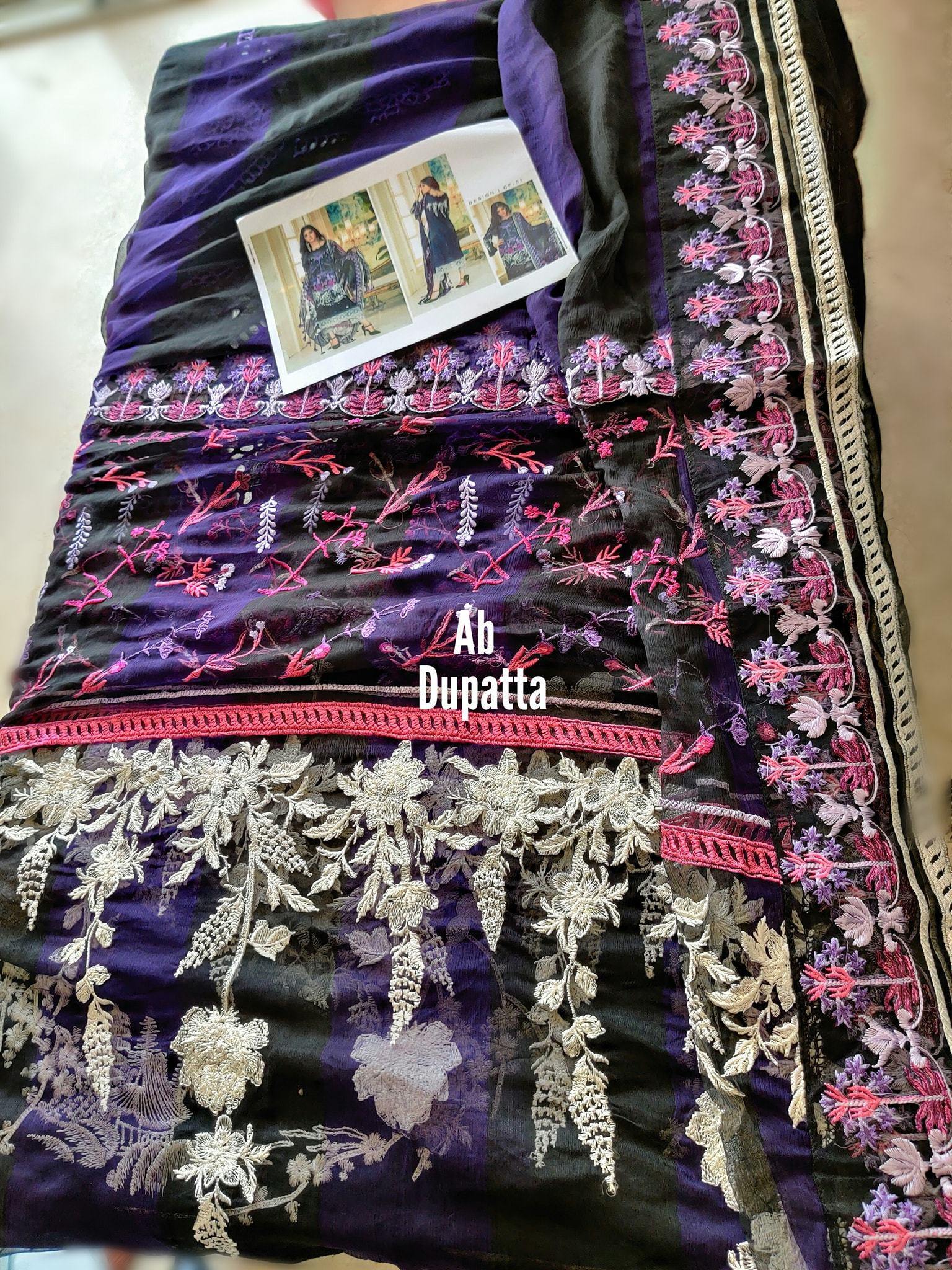 Open Pics|Charizma Signature Festive Lawn Collection/MIDNIGHT BLACK CF-01 - AWWALBOUTIQUE