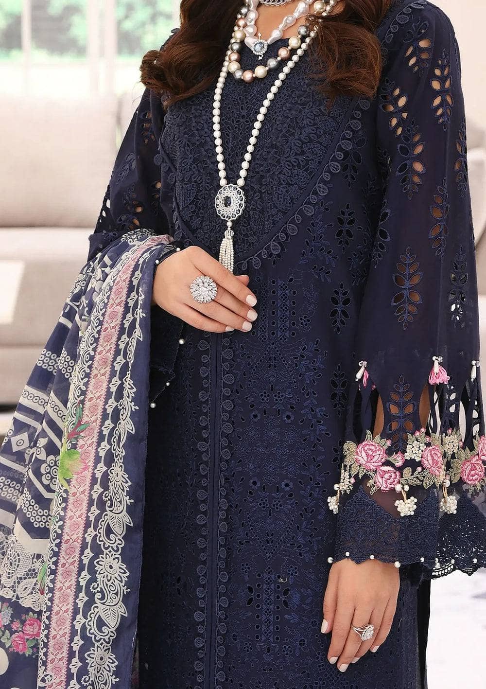 Restocked/Elaf Festive Chikankari Lawn/ELC-04 MYSTIQUE