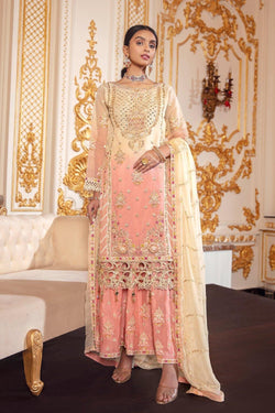 Emaan Adeel Belle Robe Chiffon/BR-08 CORAL CHROMA - AWWALBOUTIQUE