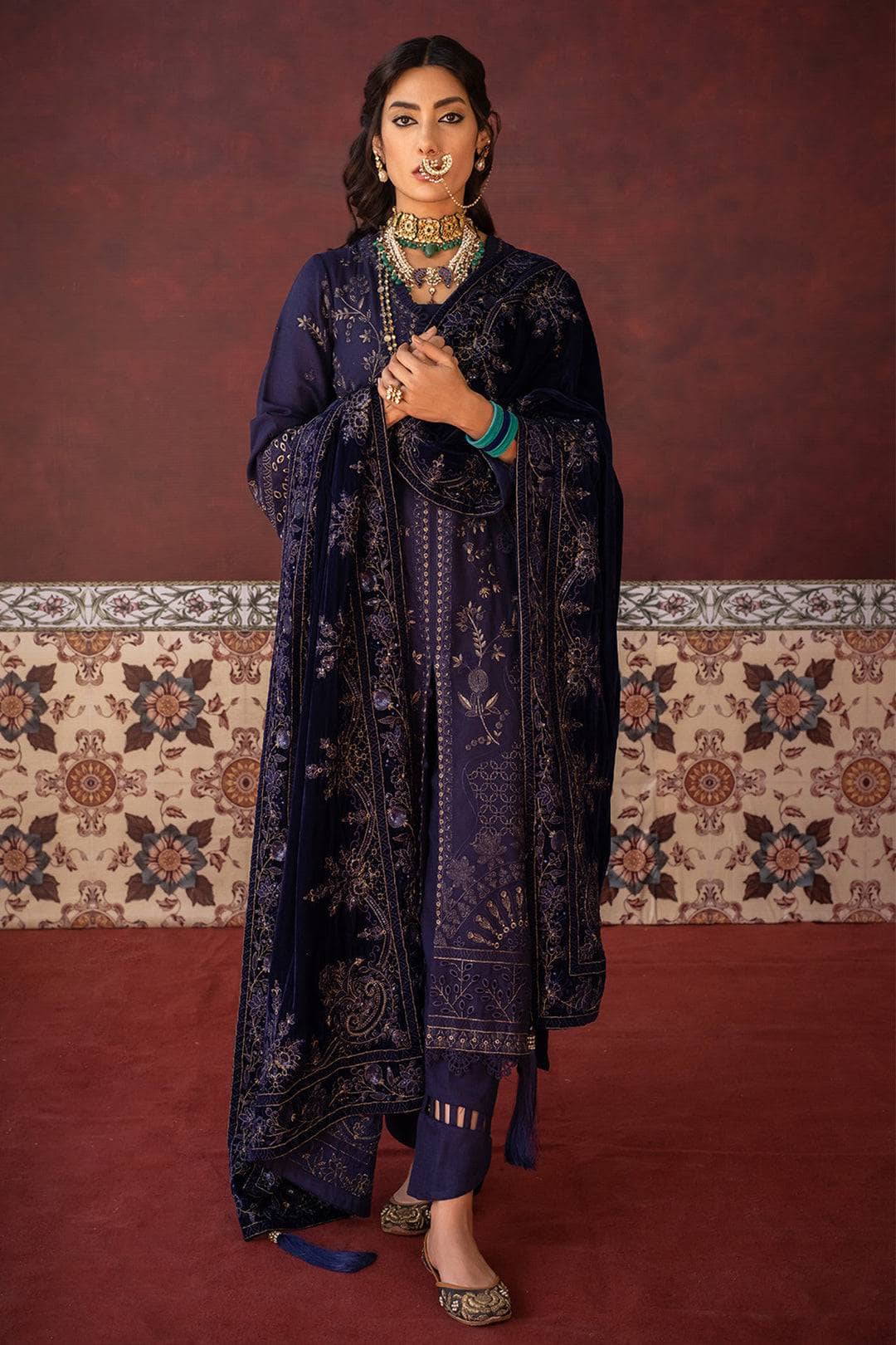 img_leather_peach_embroidered_shirt_velvet_shawl_awwal_boutique