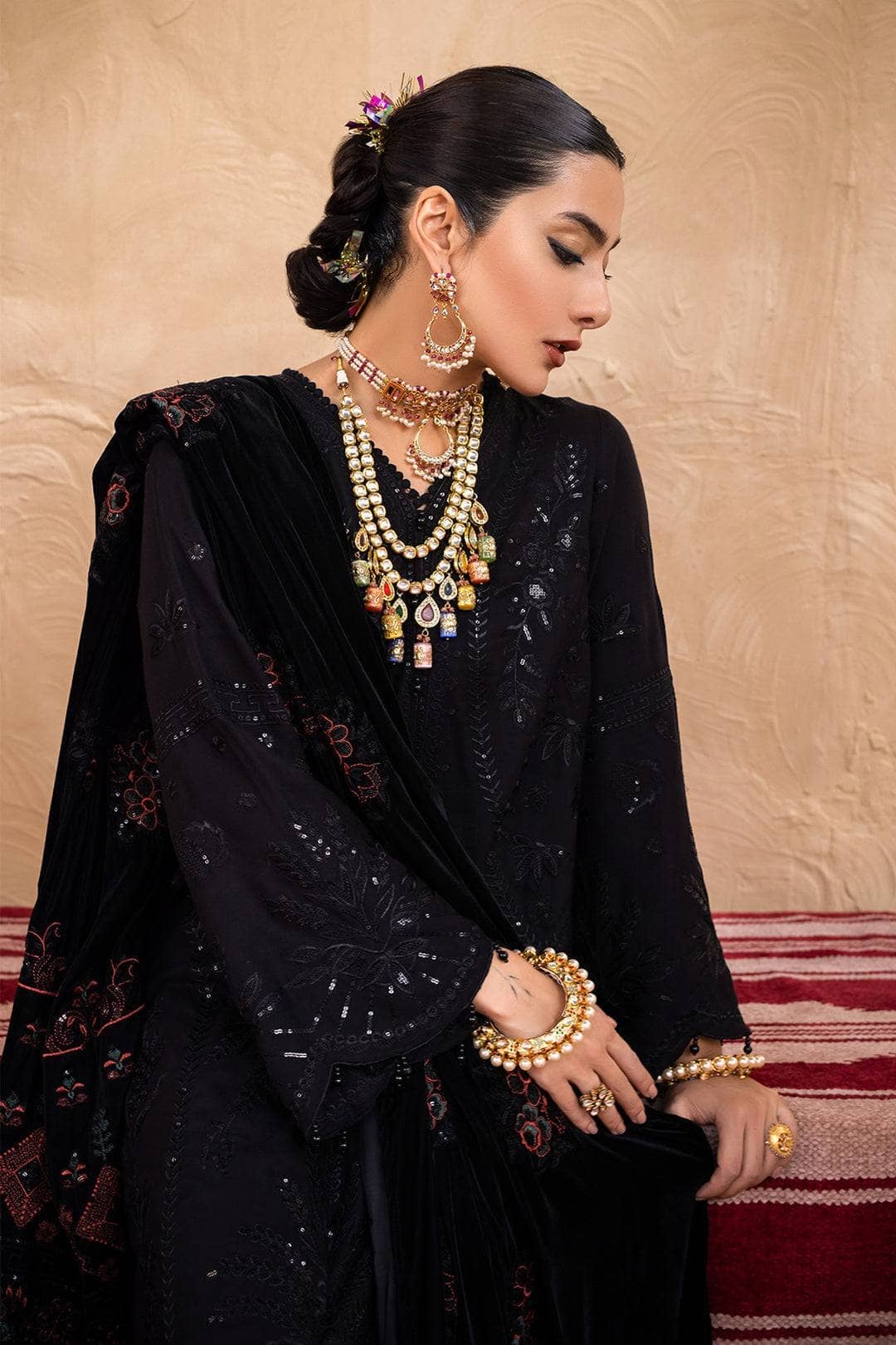 img_leather_peach_embroidered_shirt_velvet_shawl_awwal_boutique