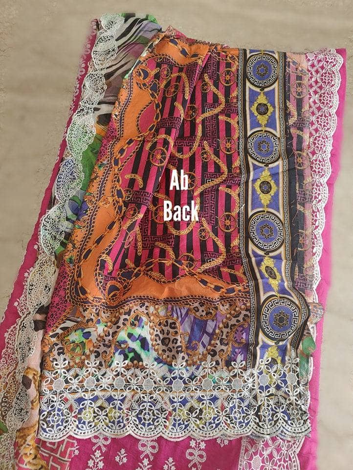 Adans Libas Khumaar/Red Ribbon/Schiffli Embroideried Dupatta