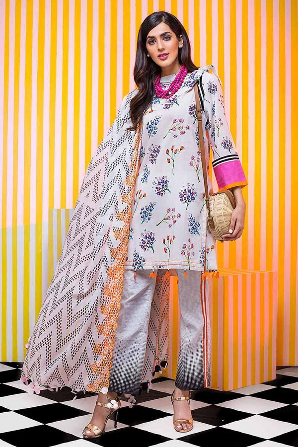 Gul Ahmed Cambric Collection 2019 – 3 PC Schiffli Embroidered Cambric – CBE-108