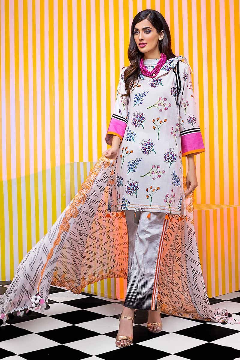 Gul Ahmed Cambric Collection 2019 – 3 PC Schiffli Embroidered Cambric – CBE-108