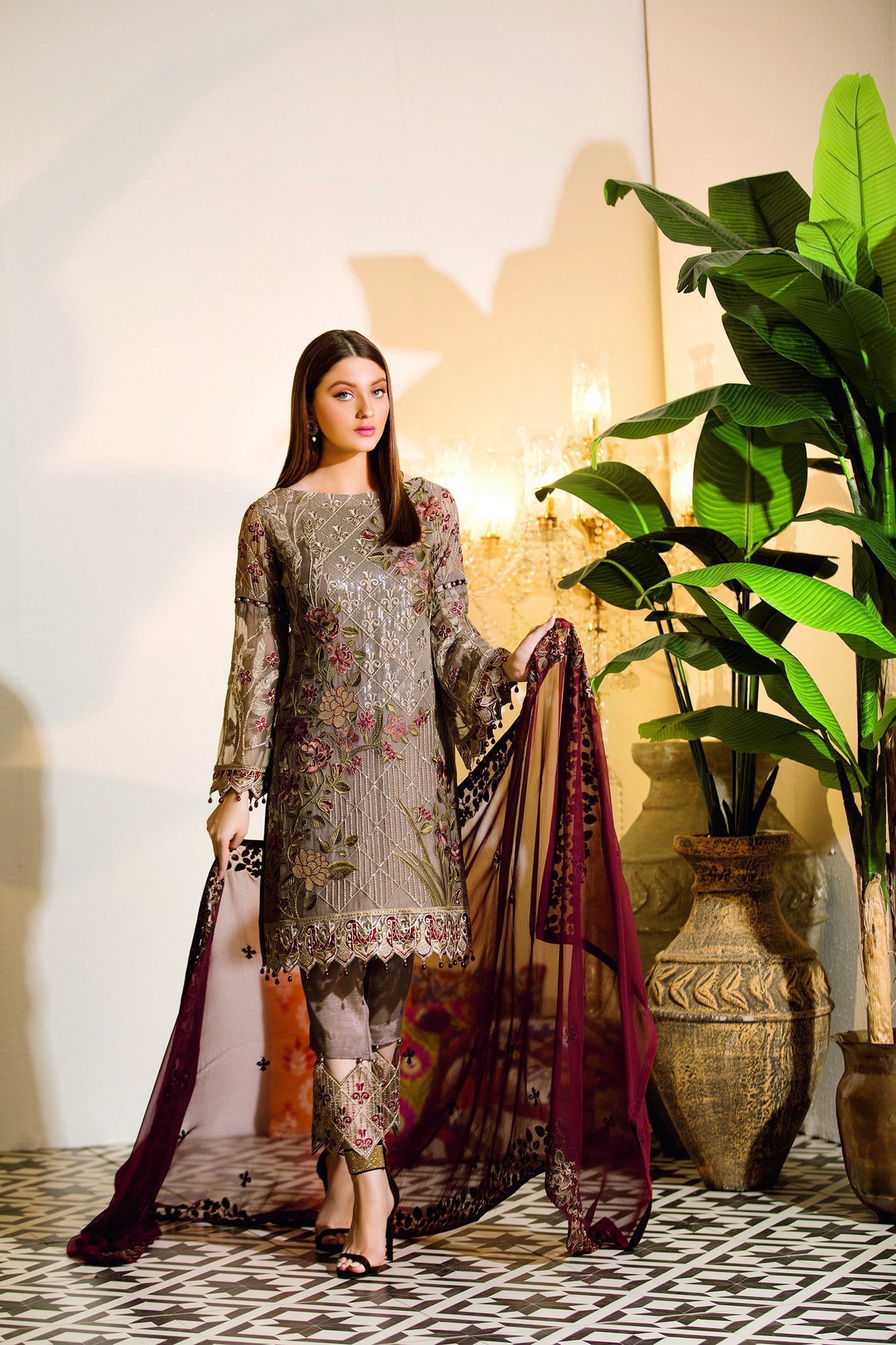 Ramsha Chevron Chiffon Collection 2019 – A-106