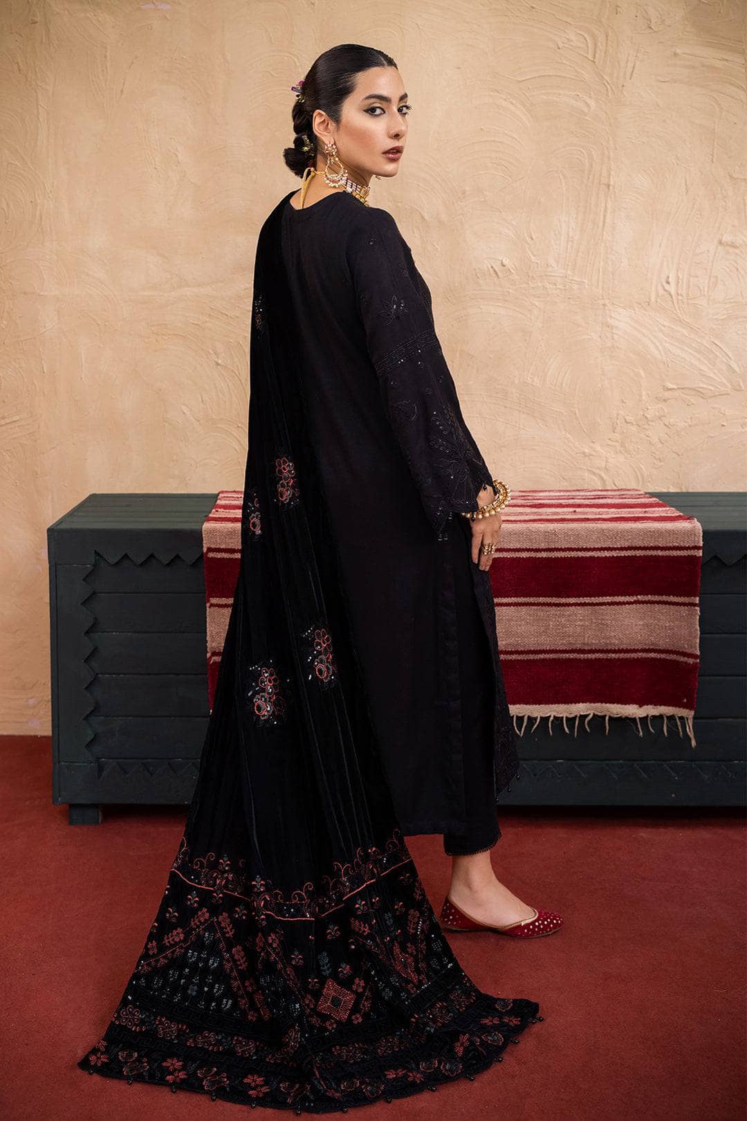 img_leather_peach_embroidered_shirt_velvet_shawl_awwal_boutique