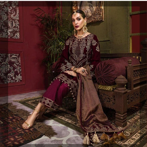 Tehzeeb By Mohagni/Embroideried Velvet Wedding Collection/MV 03 - AWWALBOUTIQUE