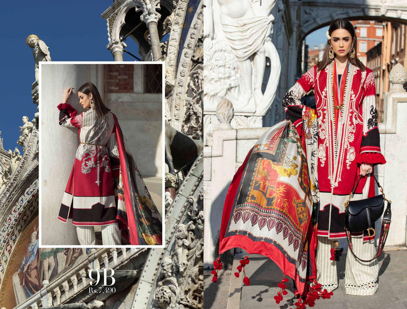 Sana Safinaz Luxury Lawn Collection 2019 – 9B - Rosso