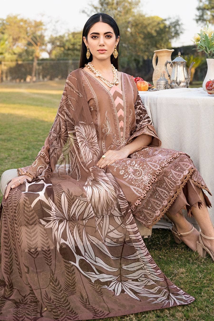 Restocked/Ramsha Andaz Lawn/Z-406/Chiffon Dupatta